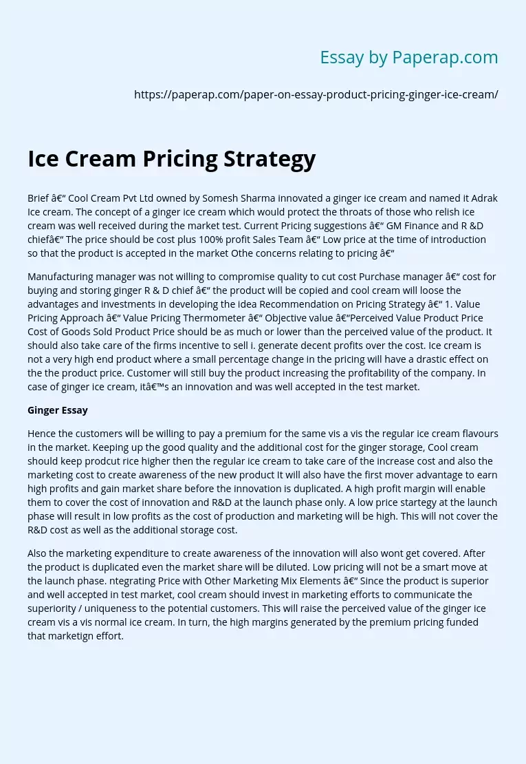 Ice Cream Pricing Strategy