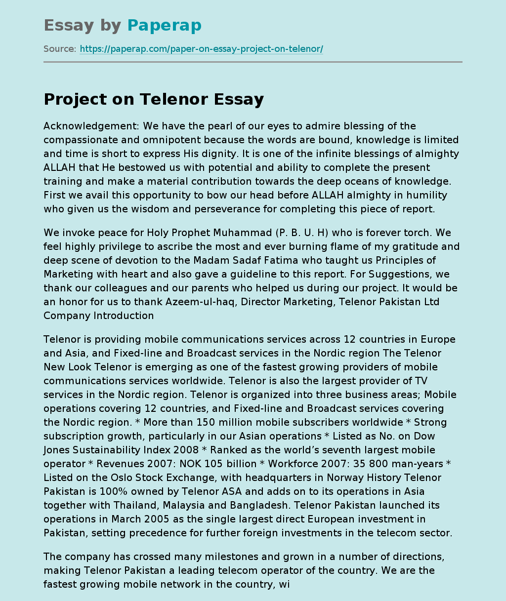 Project on Telenor