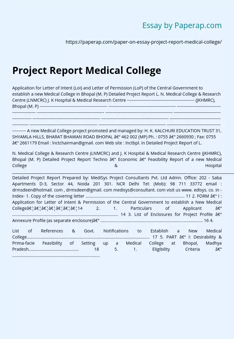 Project Report Medical College