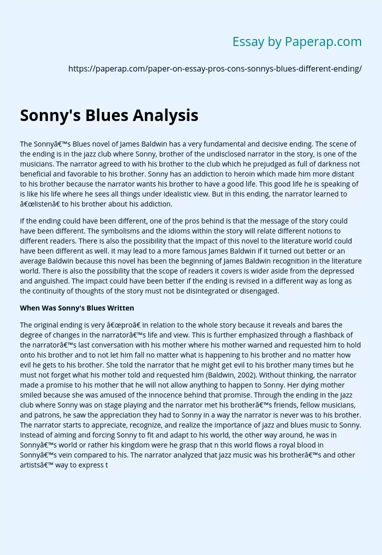 Sonny's Blues Analysis