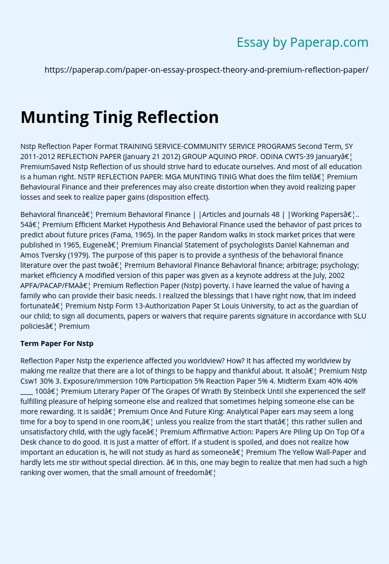 Munting Tinig Reflection