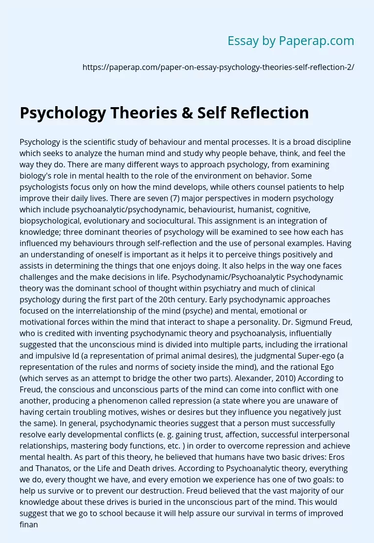 Psychology Theories &#038; Self Reflection