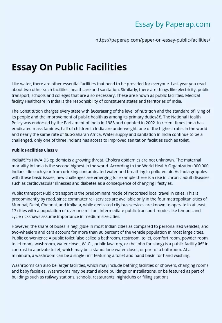 Essay On Public Facilities