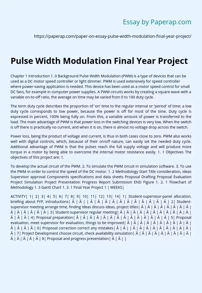 Pulse Width Modulation Final Year Project