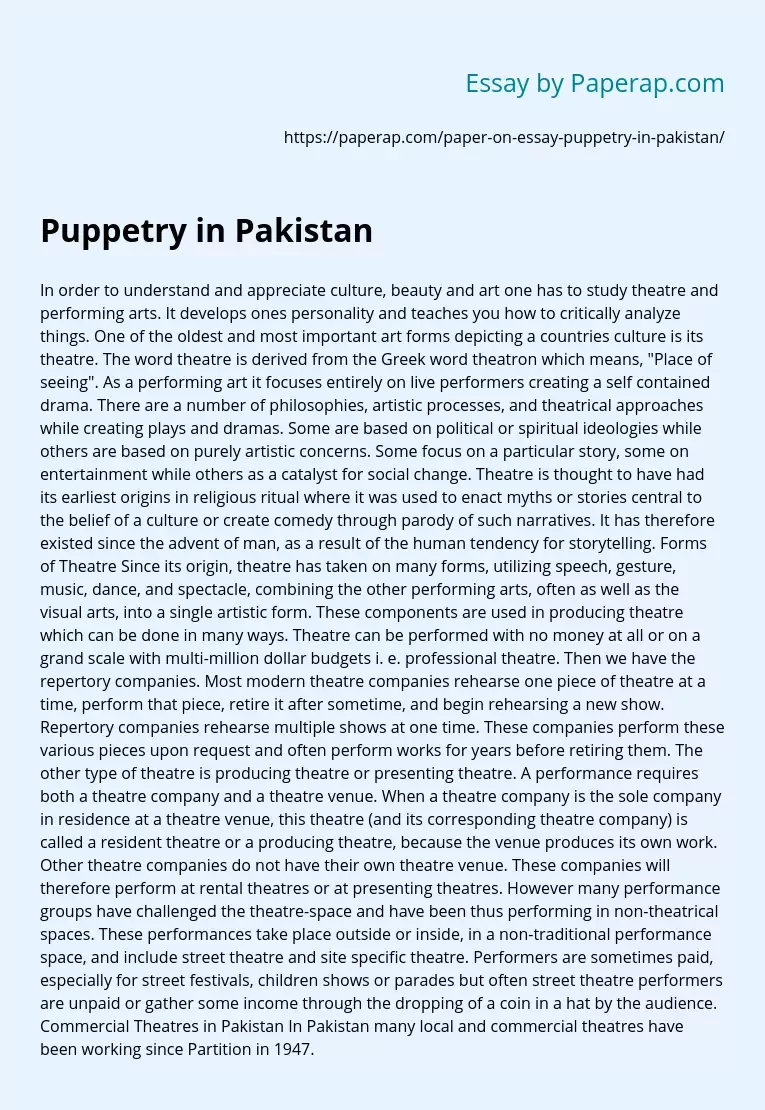 Puppetry in Pakistan