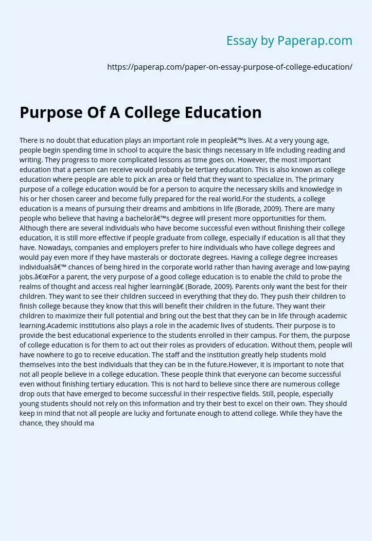 Purpose Of A College Education