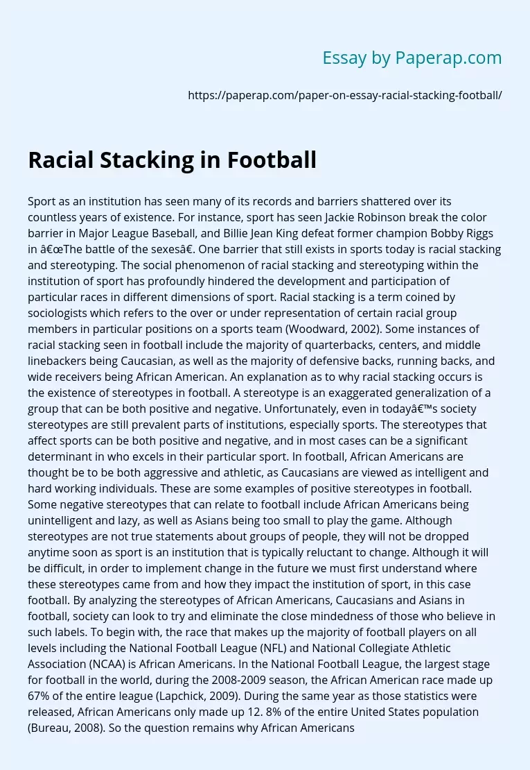 Racial Stacking in Football