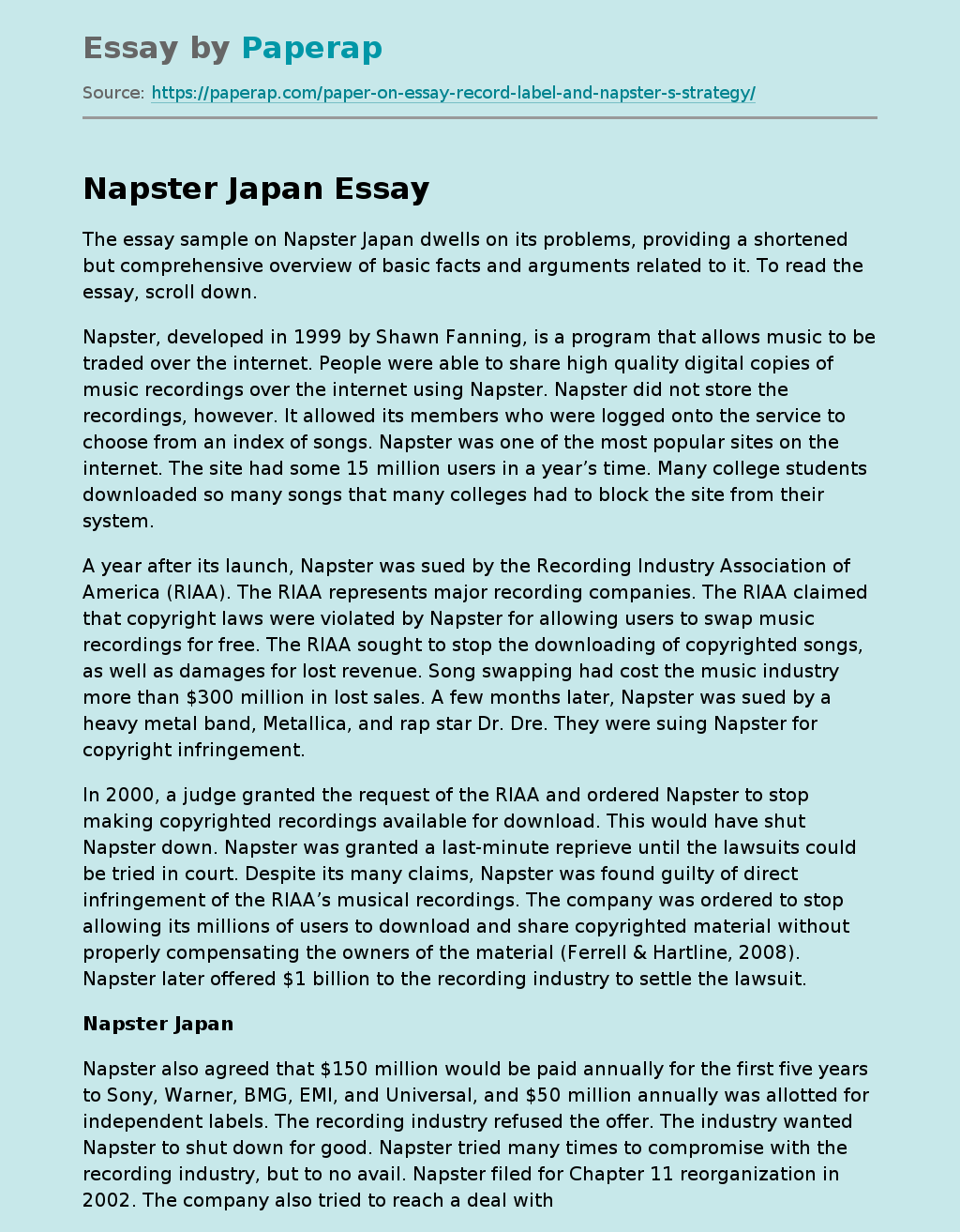 Napster Japan Essay