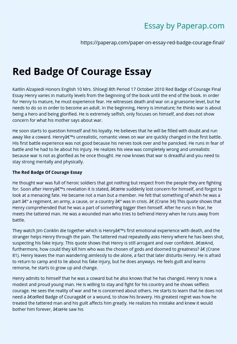 Red Badge Of Courage Essay