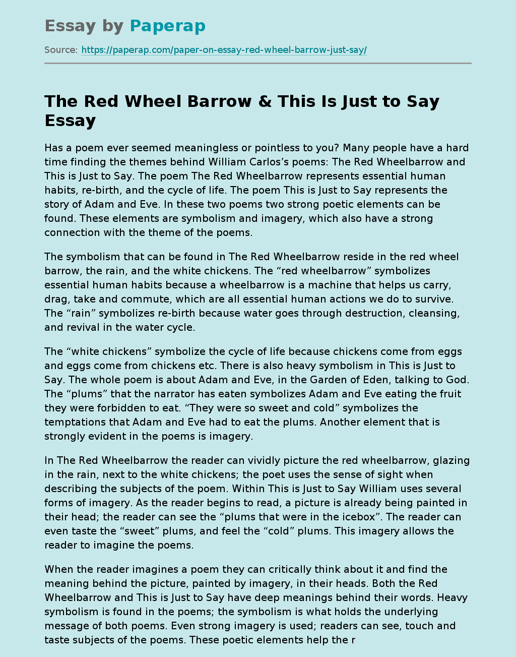 The Red Wheel Barrow & This Is Just to Say