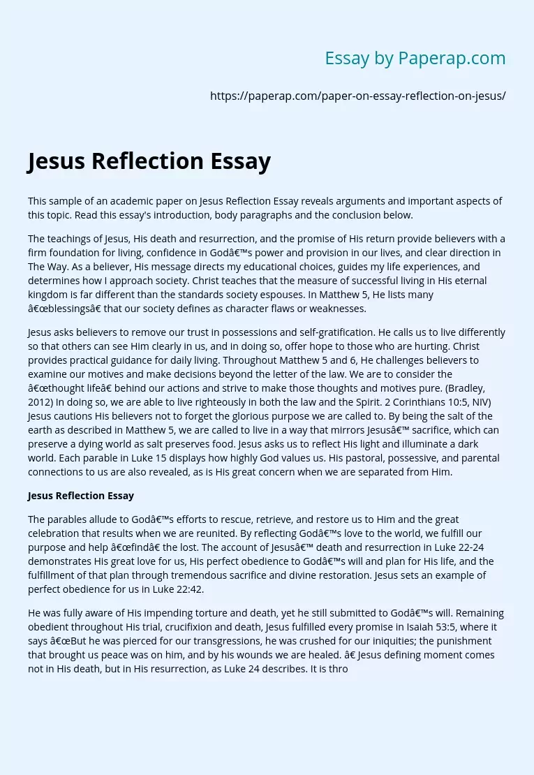 Jesus Reflection Essay