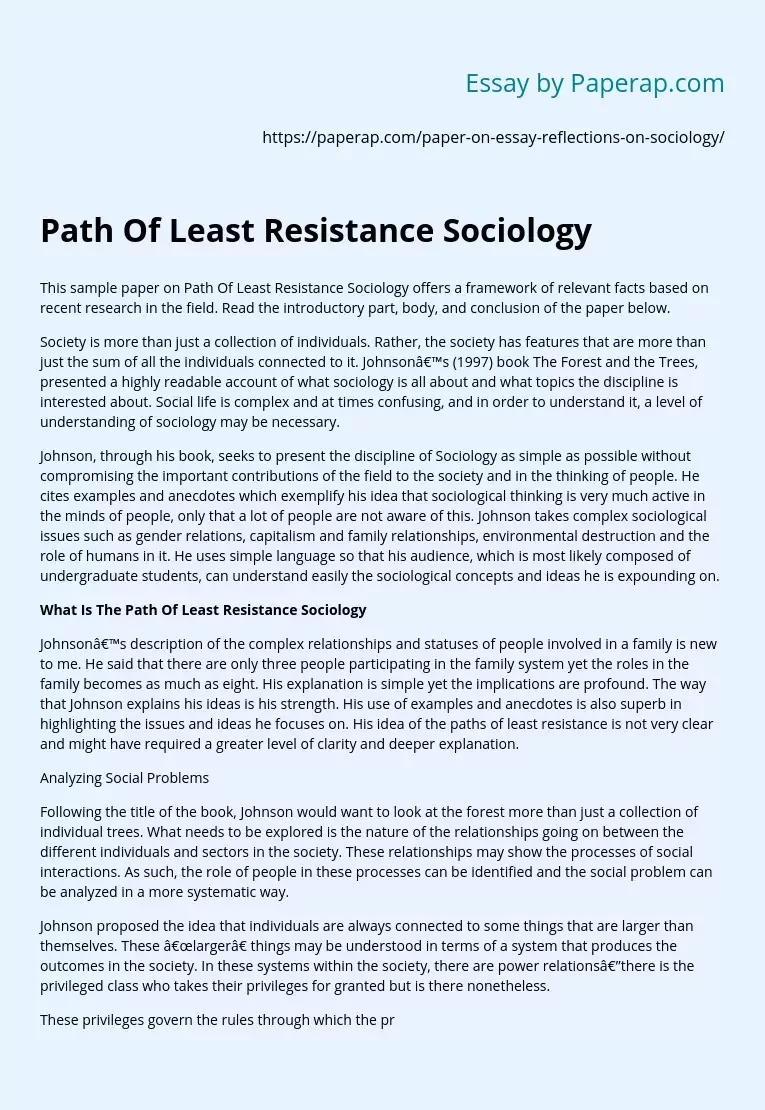 Path Of Least Resistance Sociology