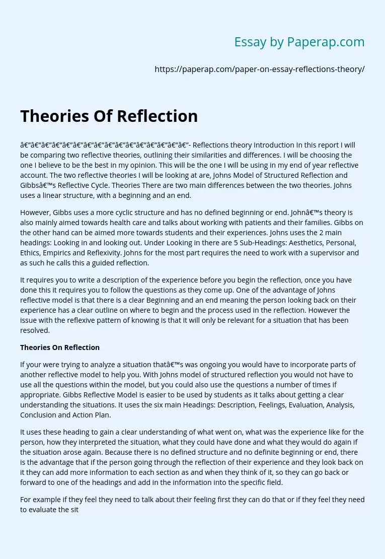 Theories Of Reflection