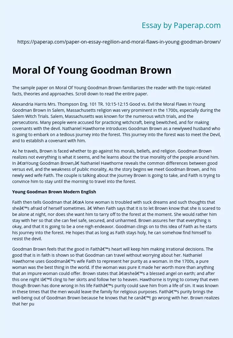 Moral Of Young Goodman Brown
