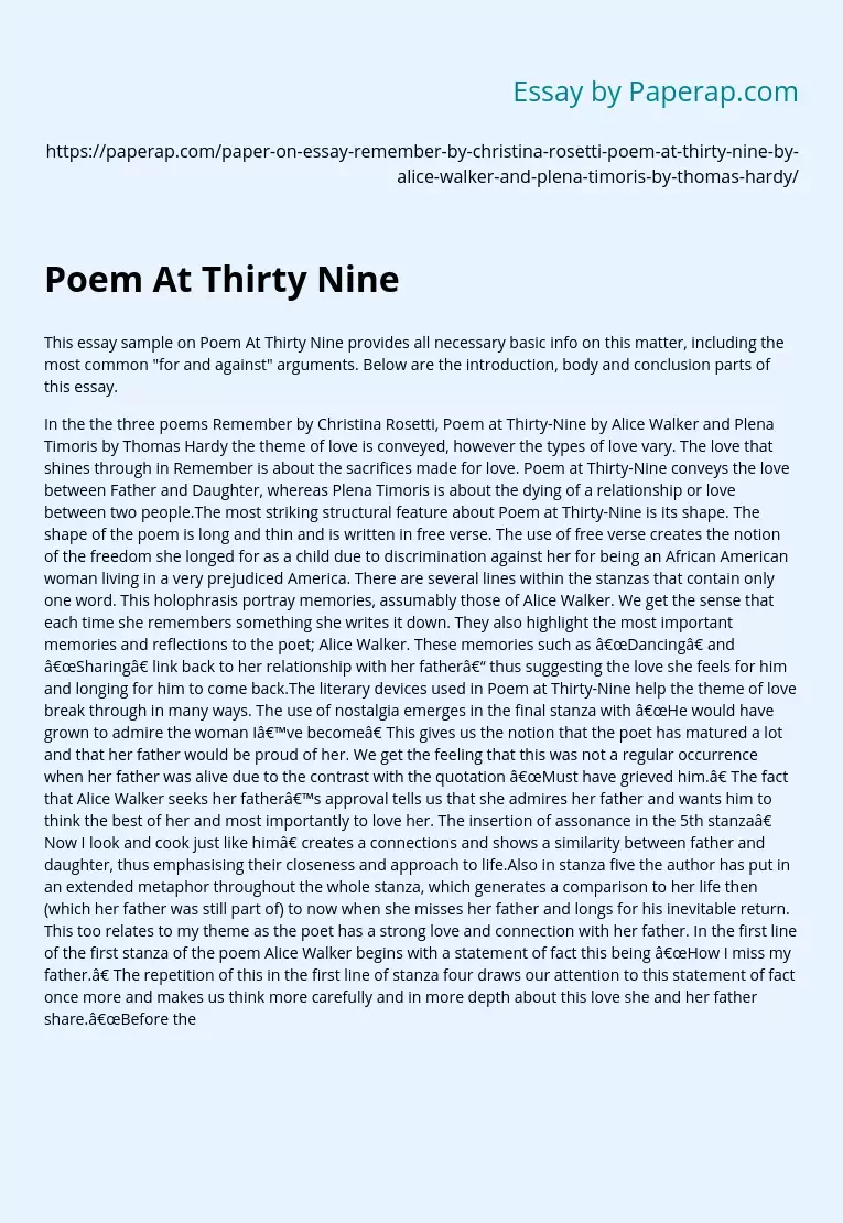 Poem At Thirty Nine
