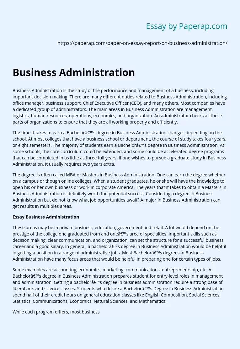 business administration definition essay