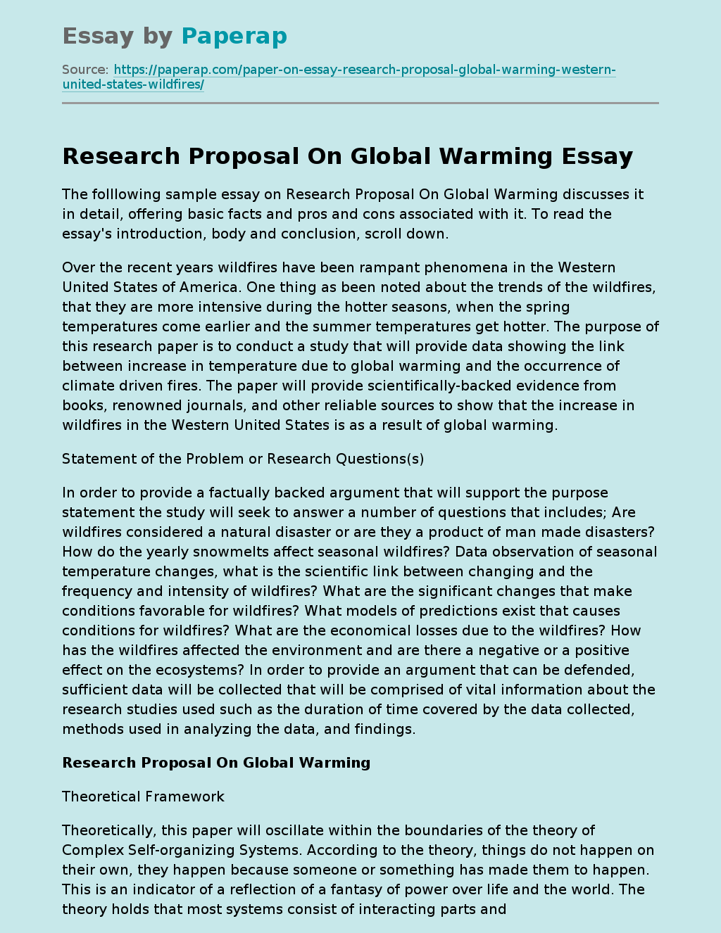 Research Proposal On Global Warming