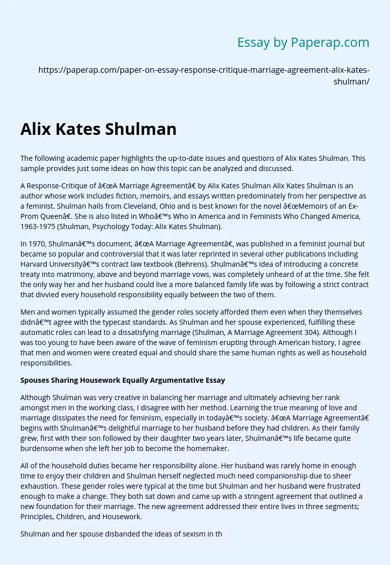 Alix Kates Shulman