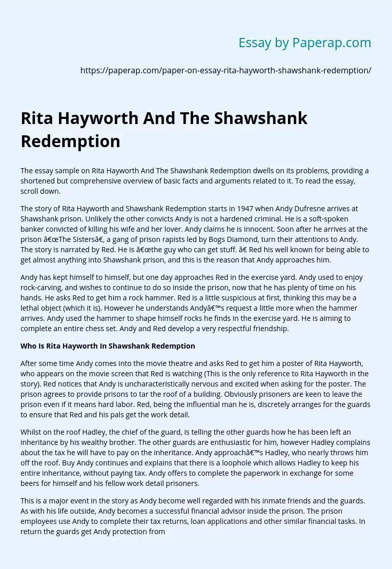 Rita Hayworth And The Shawshank Redemption
