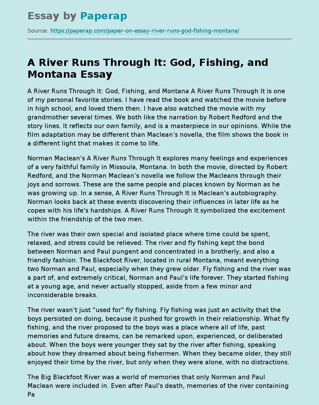 A River Runs Through It: God, Fishing, and Montana