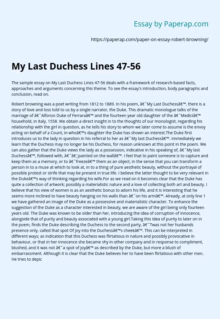 My Last Duchess Lines 47-56