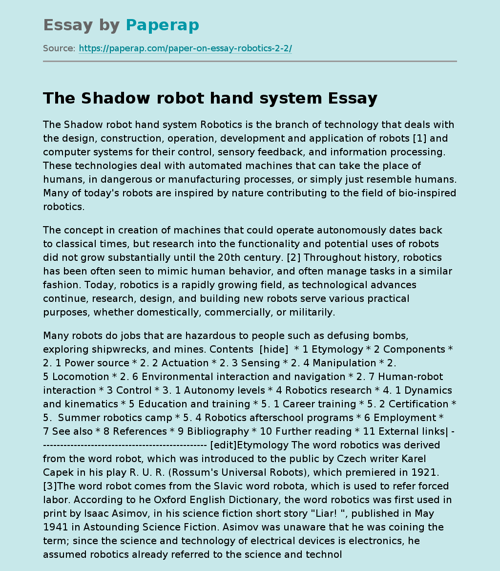 The Shadow robot hand system