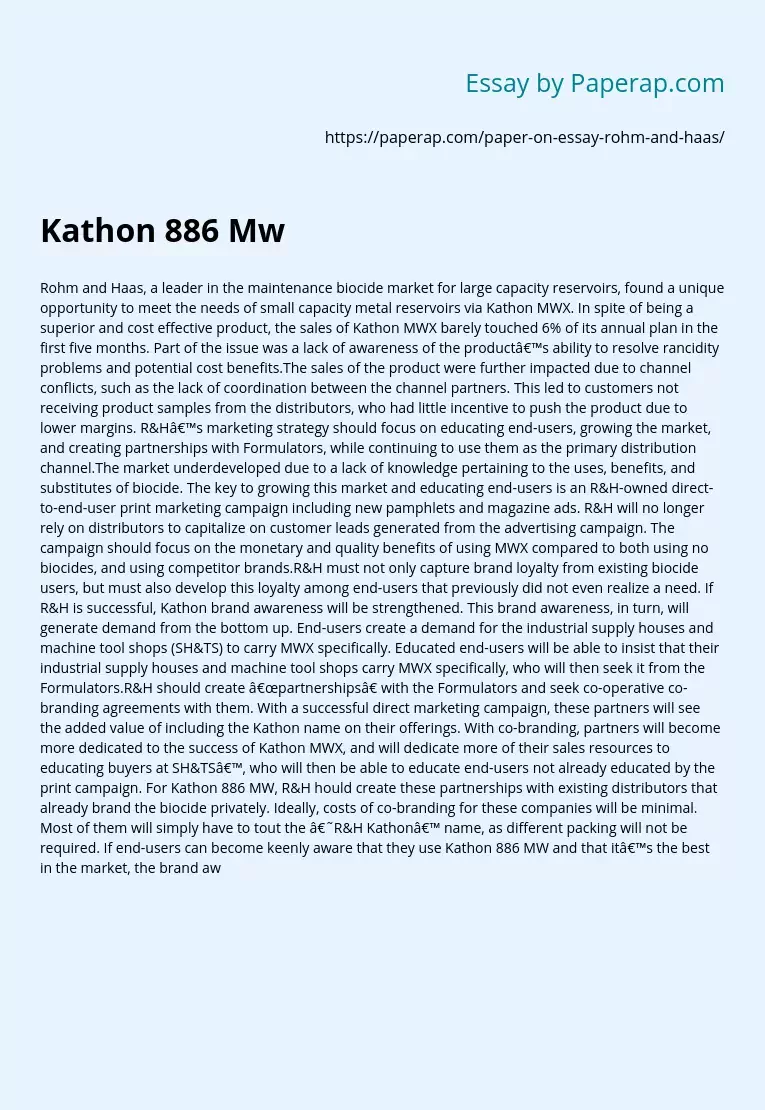 Kathon - Microbicide for Water-based Cutting Fluids