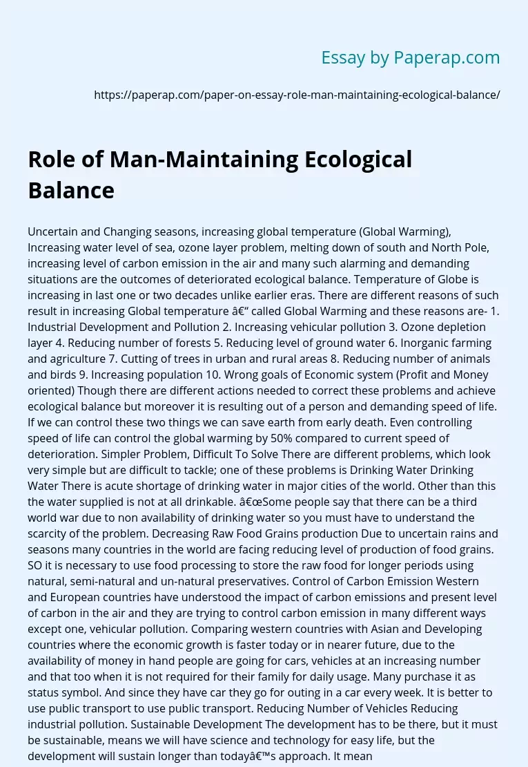environmental balance essay