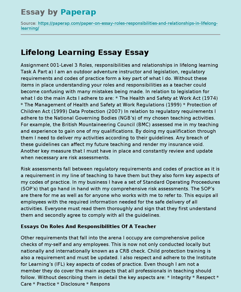 learning is a lifelong journey essay