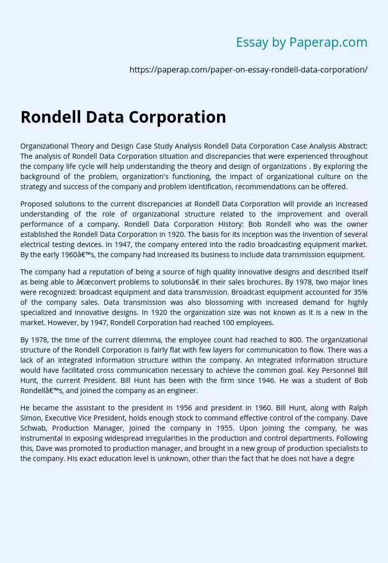 Rondell Data Corporation