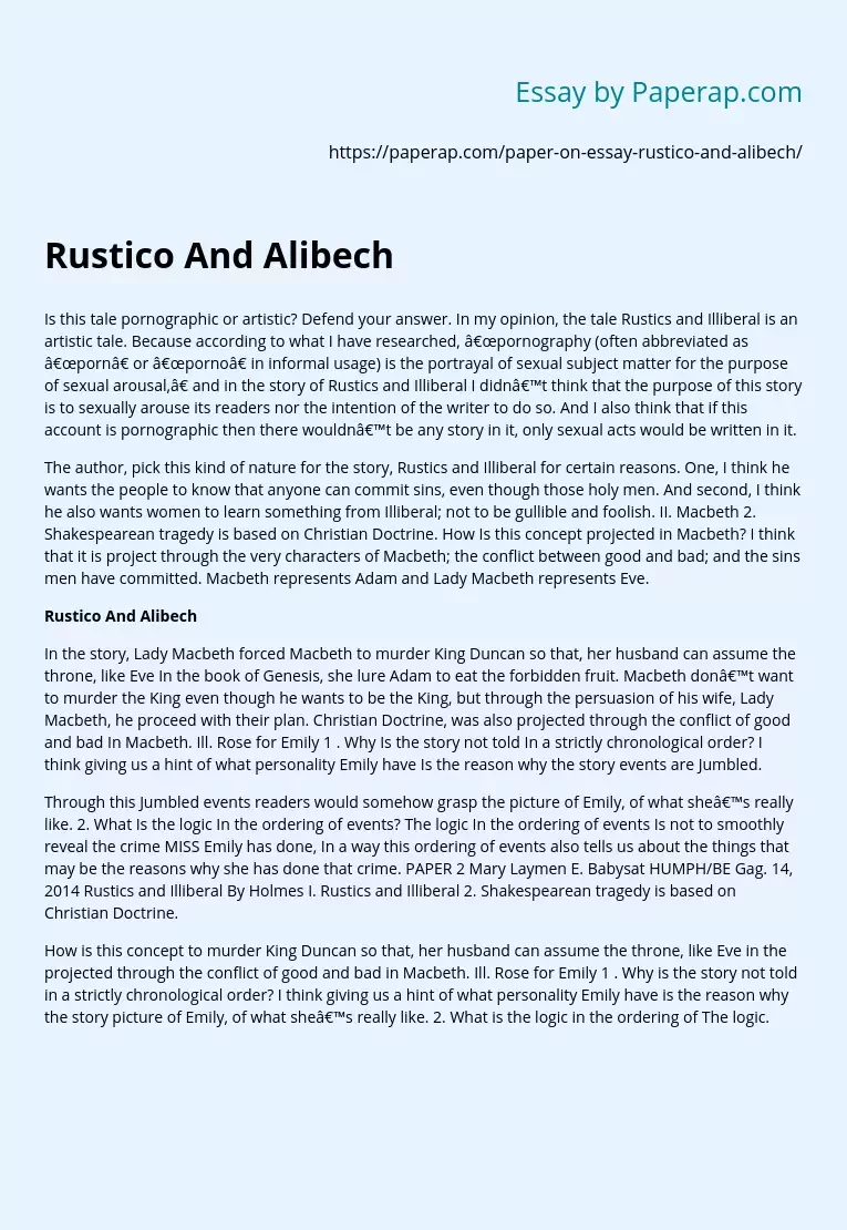 Rustico And Alibech