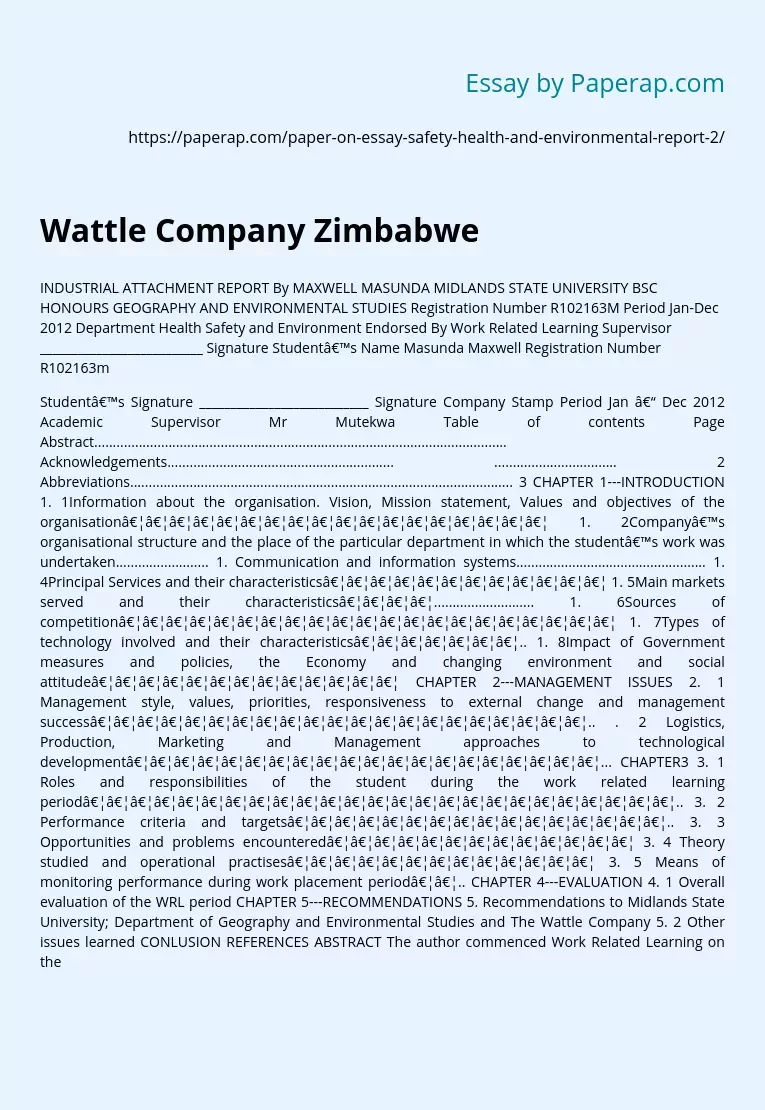 Wattle Company Zimbabwe