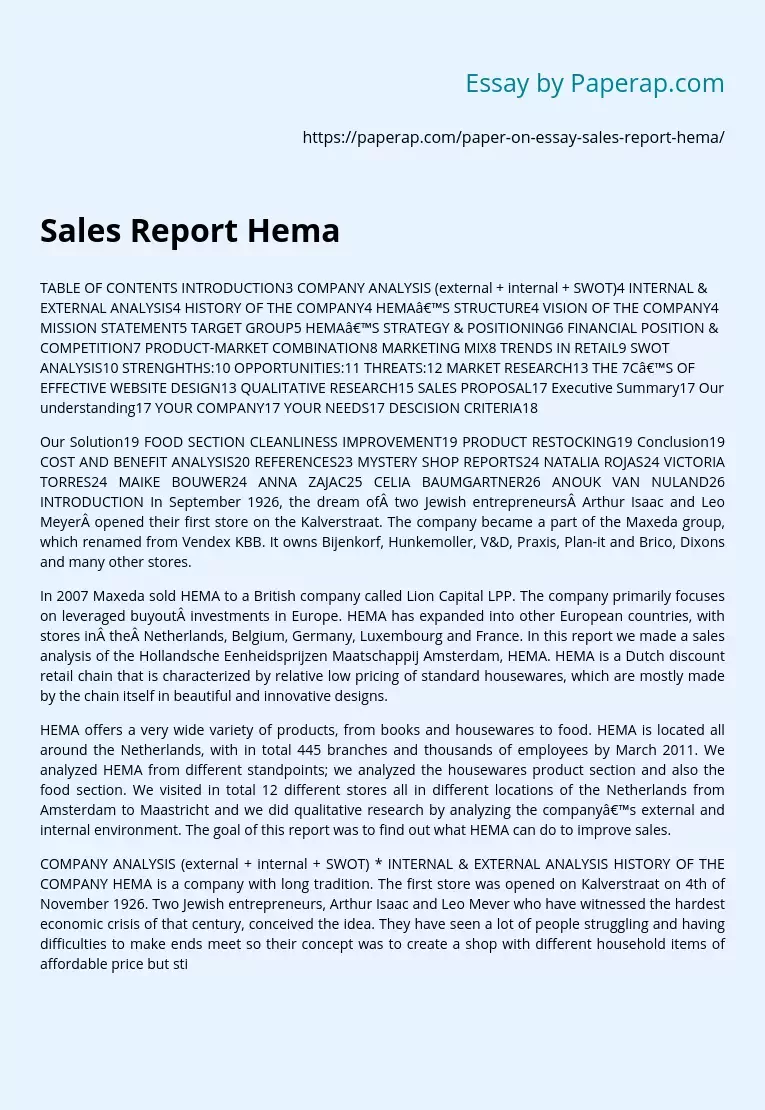 Sales Report Hema