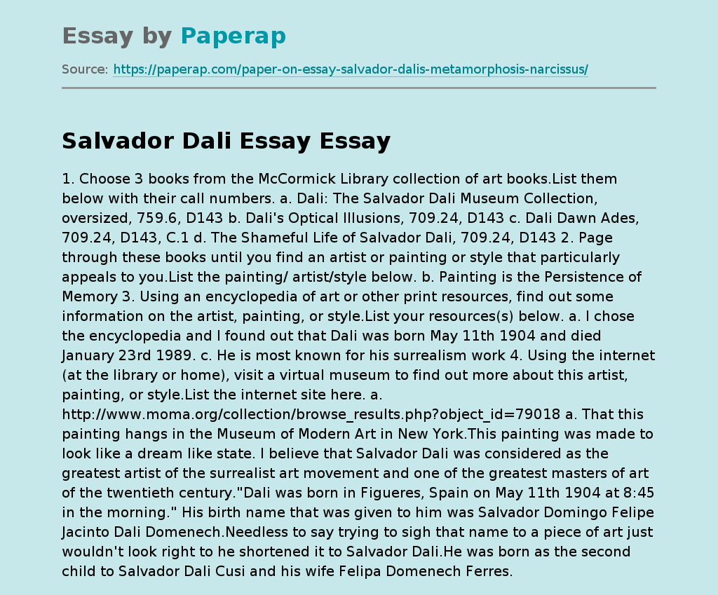 Salvador Dali Essay