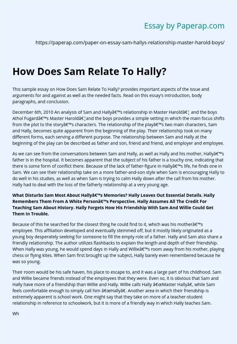 How Does Sam Relate To Hally?