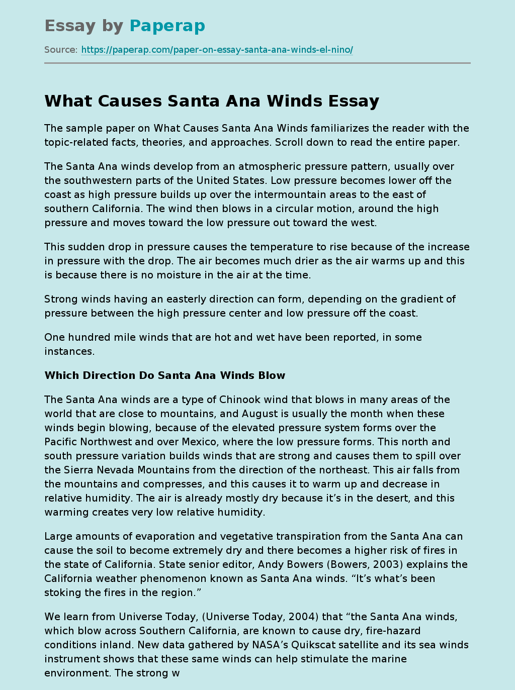 What Causes Santa Ana Winds