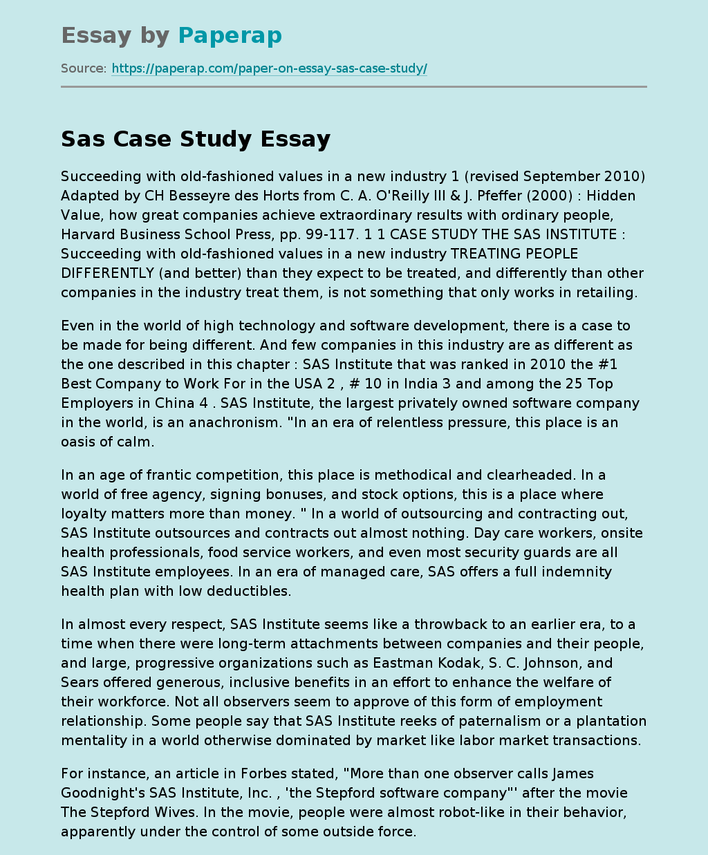 Sas Case Study