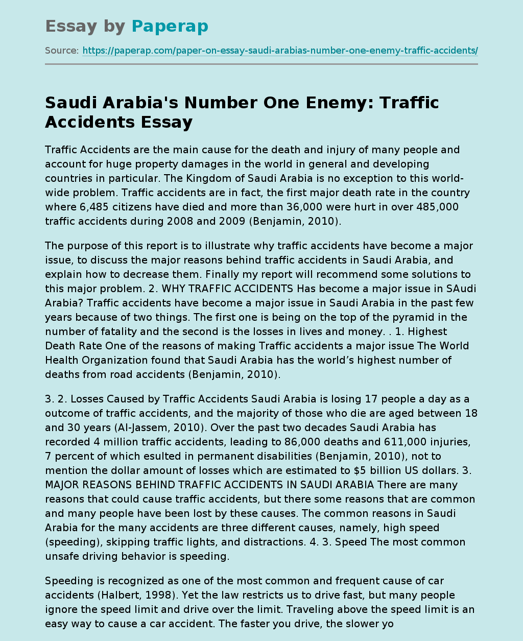 Saudi Arabia's Number One Enemy: Traffic Accidents