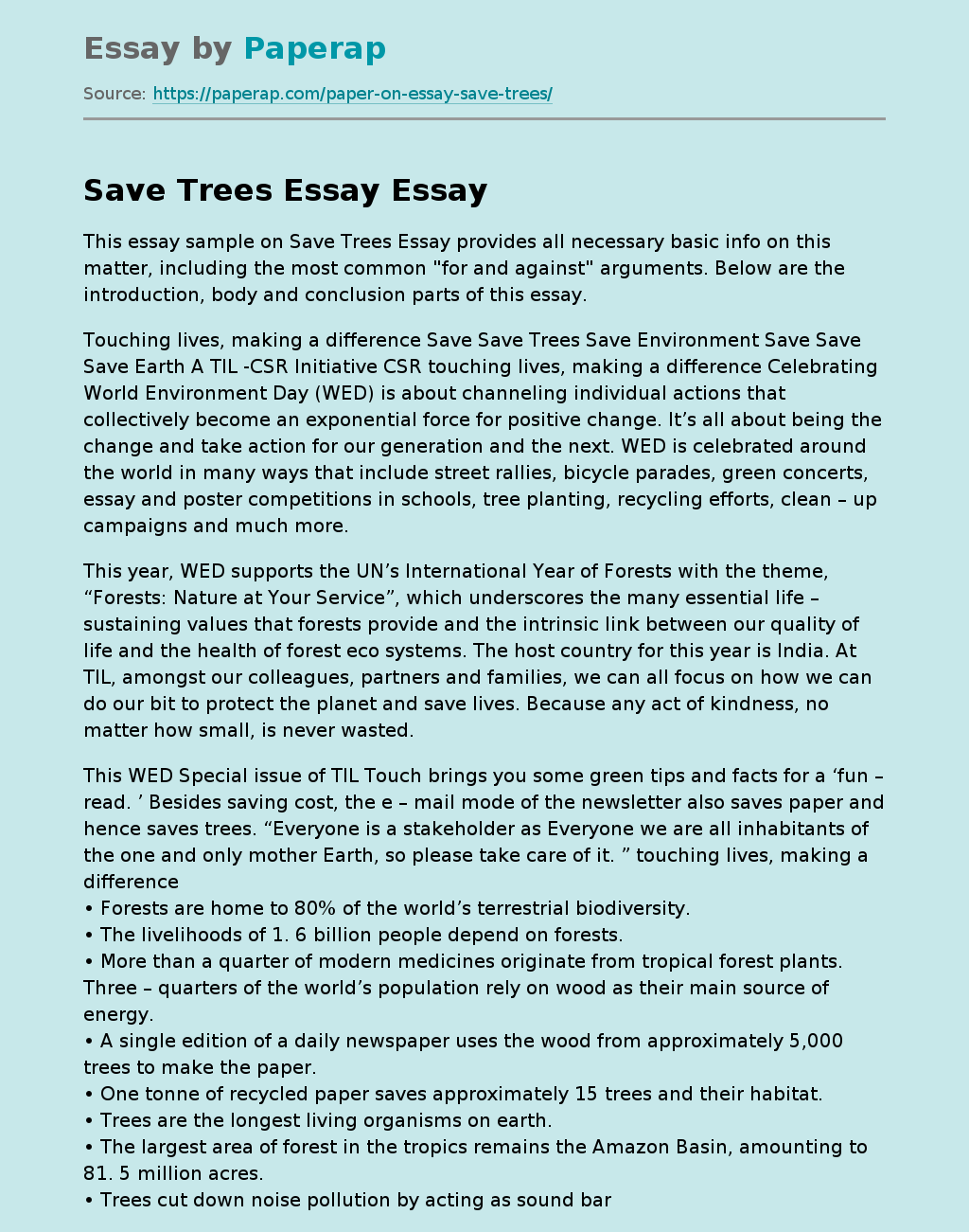 need to save trees essay 200 words