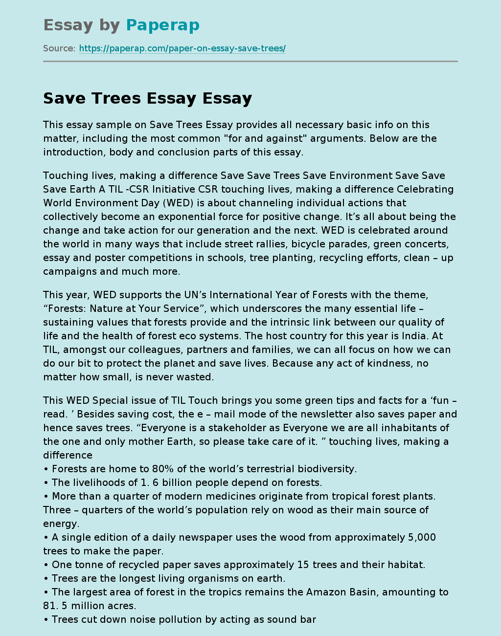 Title For Trees Essay