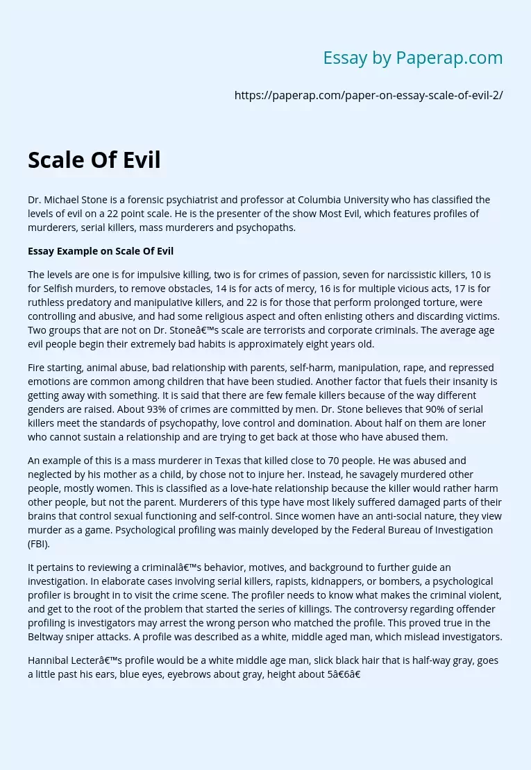 Scale Of Evil Essay