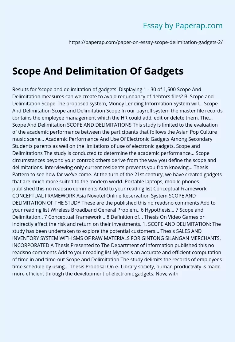 Scope And Delimitation Of Gadgets
