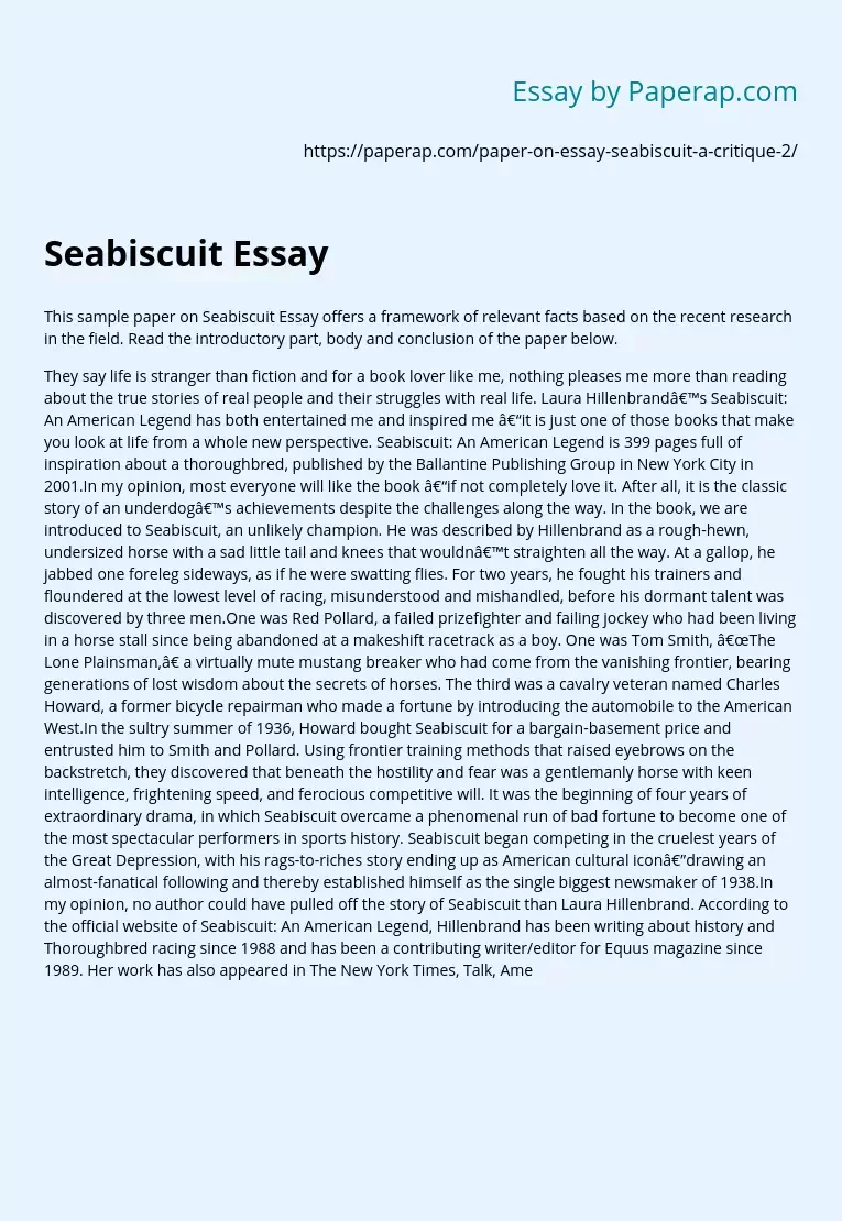 Seabiscuit Essay