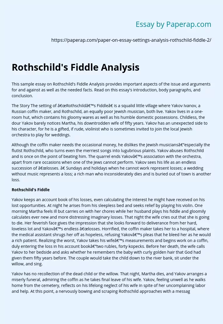 Rothschild's Fiddle Analysis