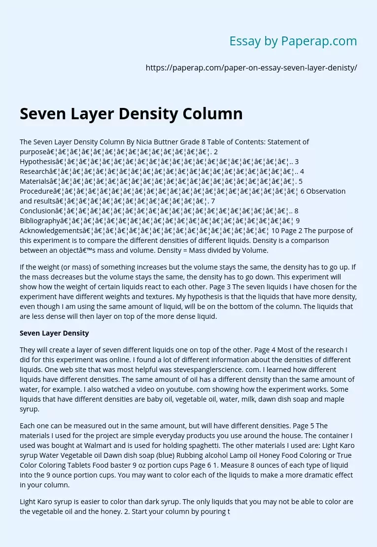 Seven Layer Density Column