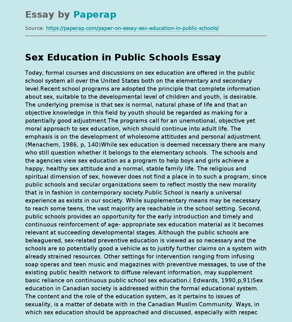 Sex Education in Public Schools