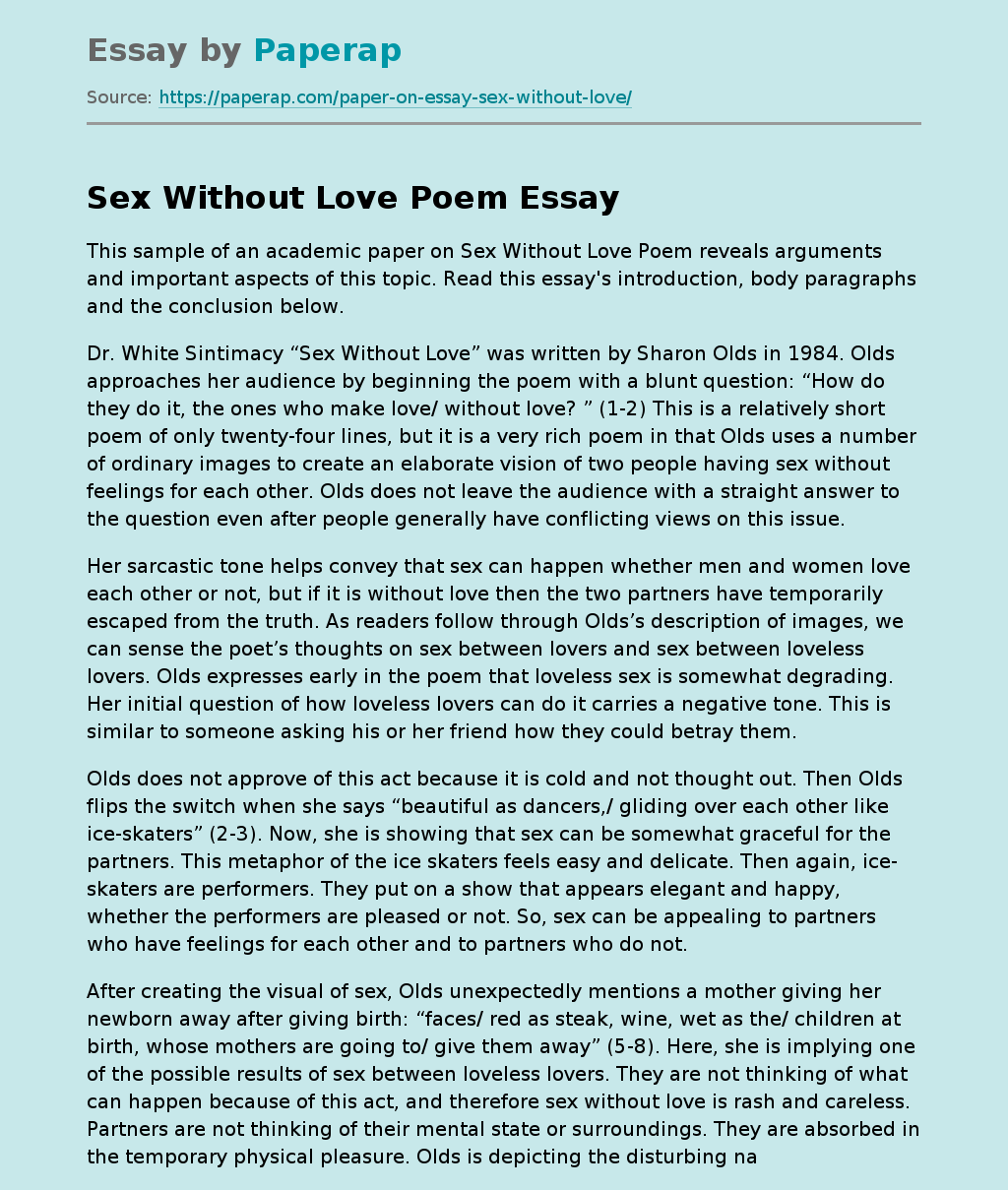 Sex Without Love Poem