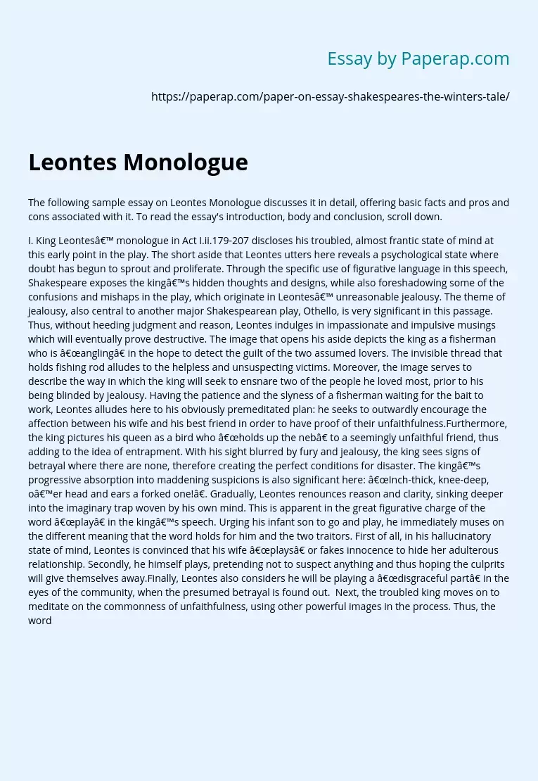 Leontes Monologue