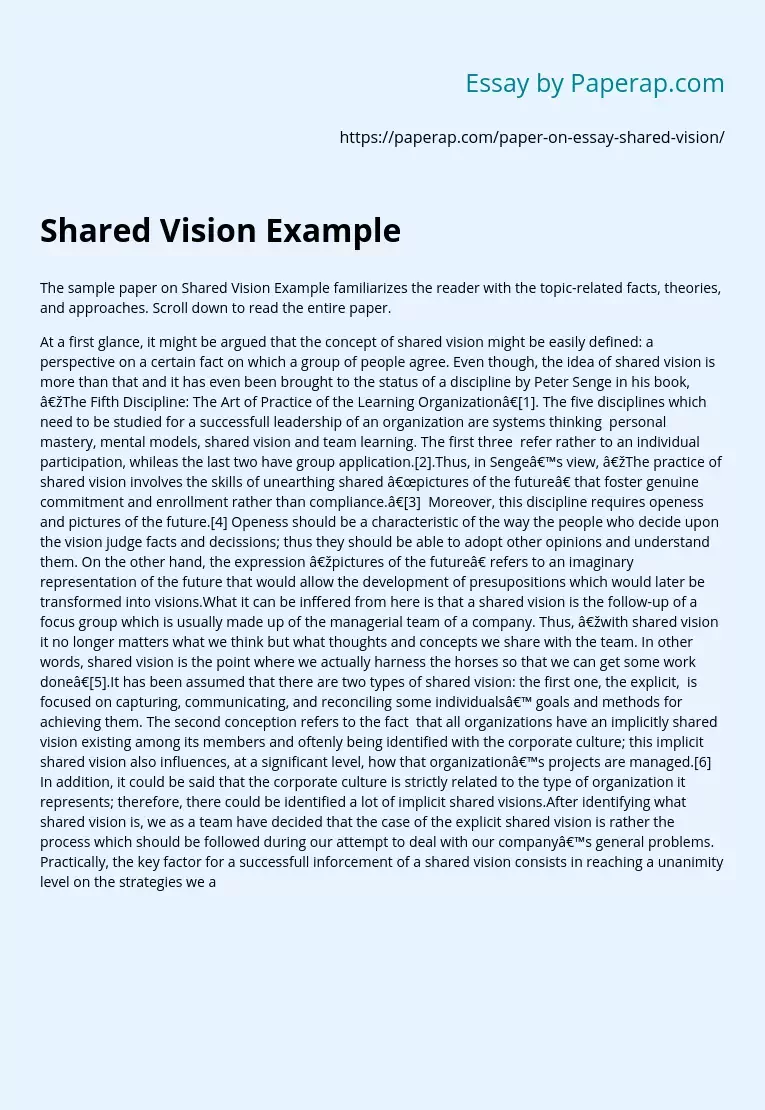 Shared Vision Example