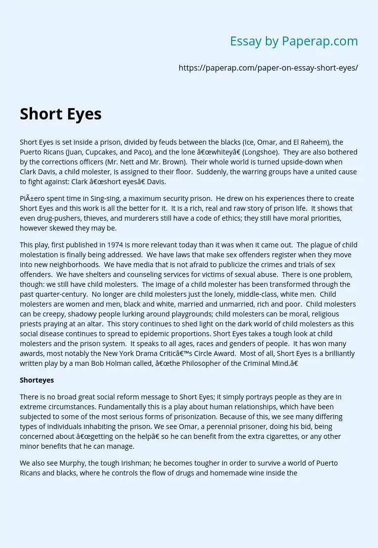 Short Eyes Essay